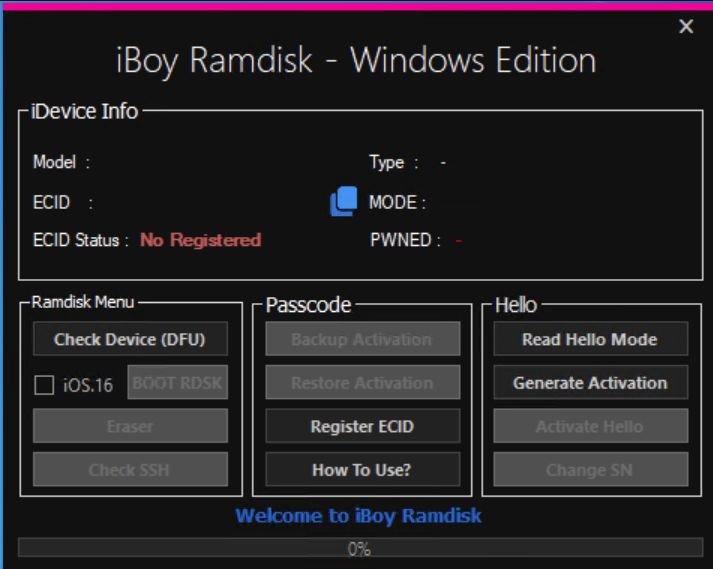 iBoy Ramdisk Tool v5.6.0.0 Bypass Unlimited Free Tool